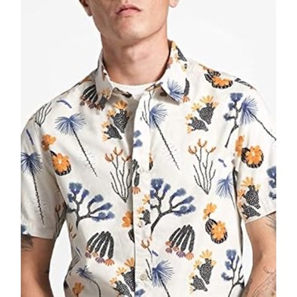 The North Face Mens Baytrail Pattern Shirt L White Desert Cactus Floral Gorpcore